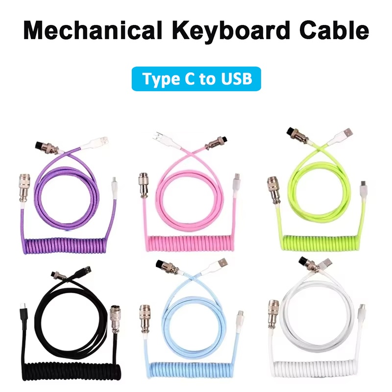 Gaming Keyboard Types - Cabo espiralado para teclado mecânico, cabo