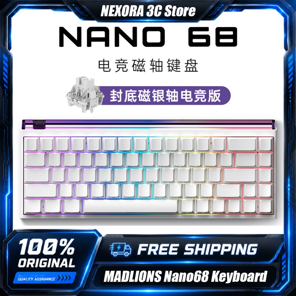 Gaming Keyboard Hall Effect Switches - Teclado Mecânico Gamer MADLIONS Nano68 com