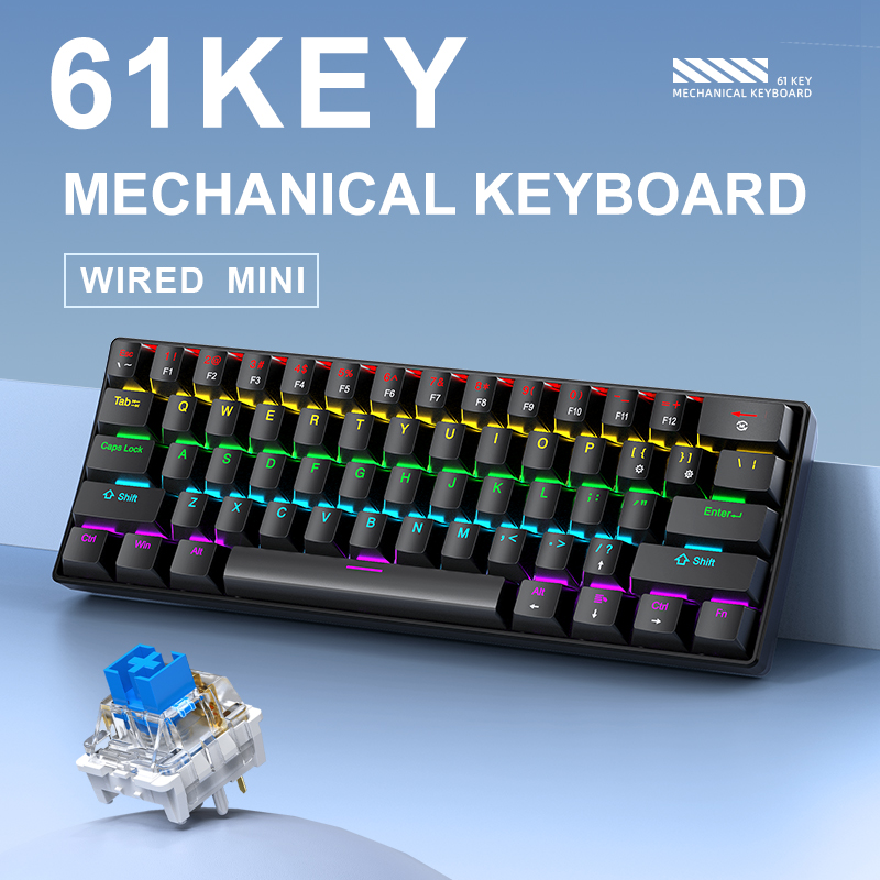 Teclado Mecânico Gamer K61 com - Gaming Keyboard Blue Switches avaliação e preço